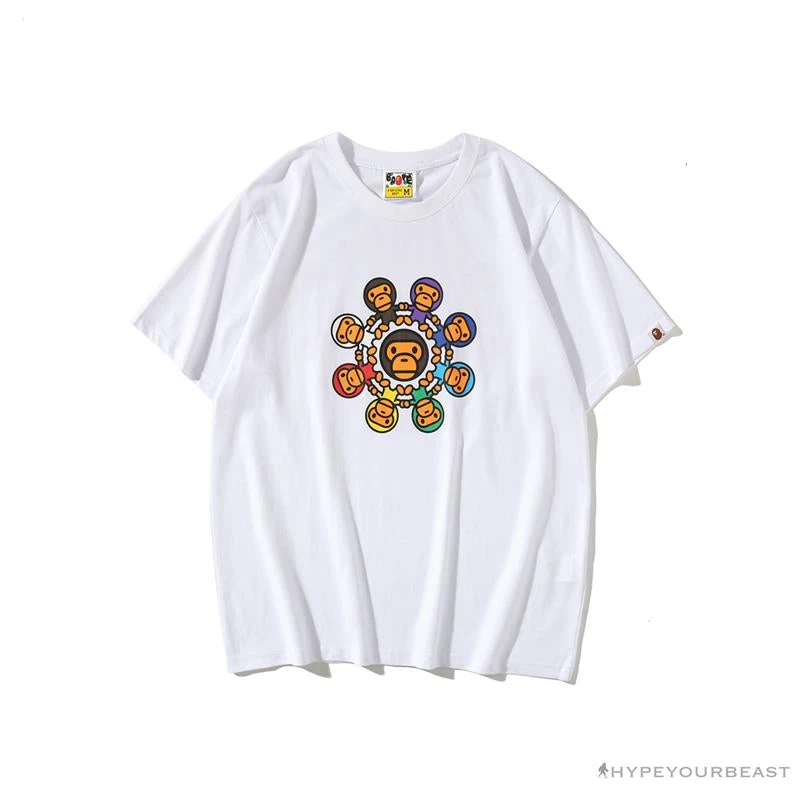 BAPE Baby Milo Ring Colorful Kaleidoscope Tee Shirt 'WHITE' 1 BAPE Baby Milo Ring Colorful Kaleidoscope Tee Shirt 'WHITE'