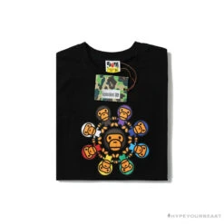 BAPE Baby Milo Ring Colorful Kaleidoscope Tee Shirt 'BLACK' -Fusion Wear Shop 04441797