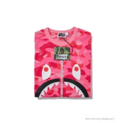 BAPE Pink Camouflage Shark Head Fake Zipper Tee Shirt 30 BAPE Pink Camouflage Shark Head Fake Zipper Tee Shirt -Fusion Wear Shop 0c6144f6