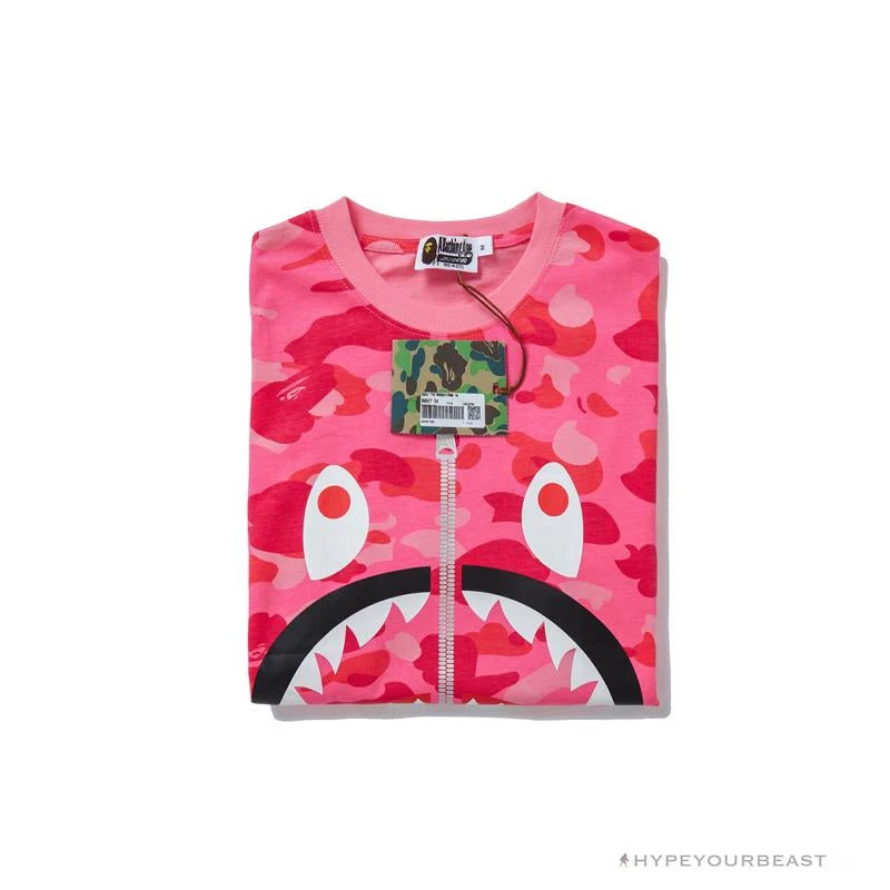 BAPE Pink Camouflage Shark Head Fake Zipper Tee Shirt 15 BAPE Pink Camouflage Shark Head Fake Zipper Tee Shirt - Image 15