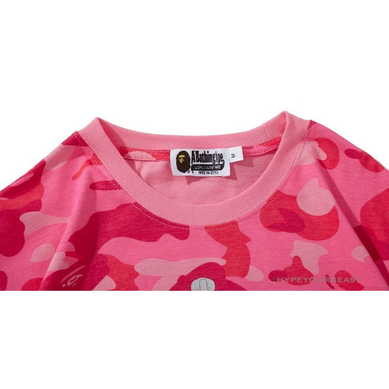 BAPE Pink Camouflage Shark Head Fake Zipper Tee Shirt 3 BAPE Pink Camouflage Shark Head Fake Zipper Tee Shirt - Image 3
