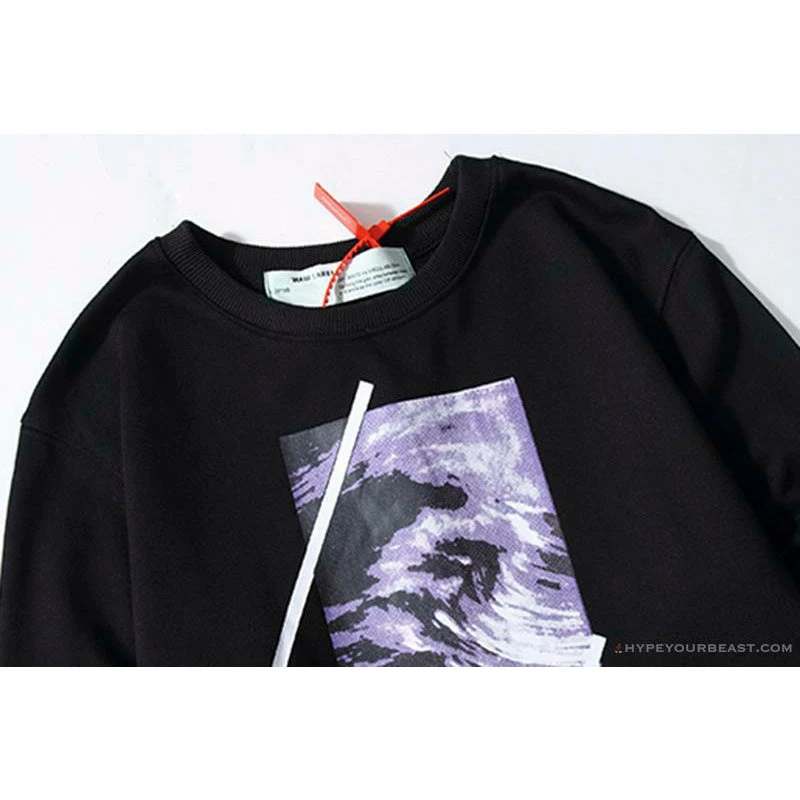 OFF-WHITE Classic Wave Oil Painting Cotton Terry Long Sleeve Shirt 'BLACK' 2 OFF-WHITE Classic Wave Oil Painting Cotton Terry Long Sleeve Shirt 'BLACK' - Image 2