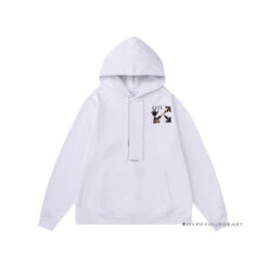 Off White Hoodie Jabba Flower - White
