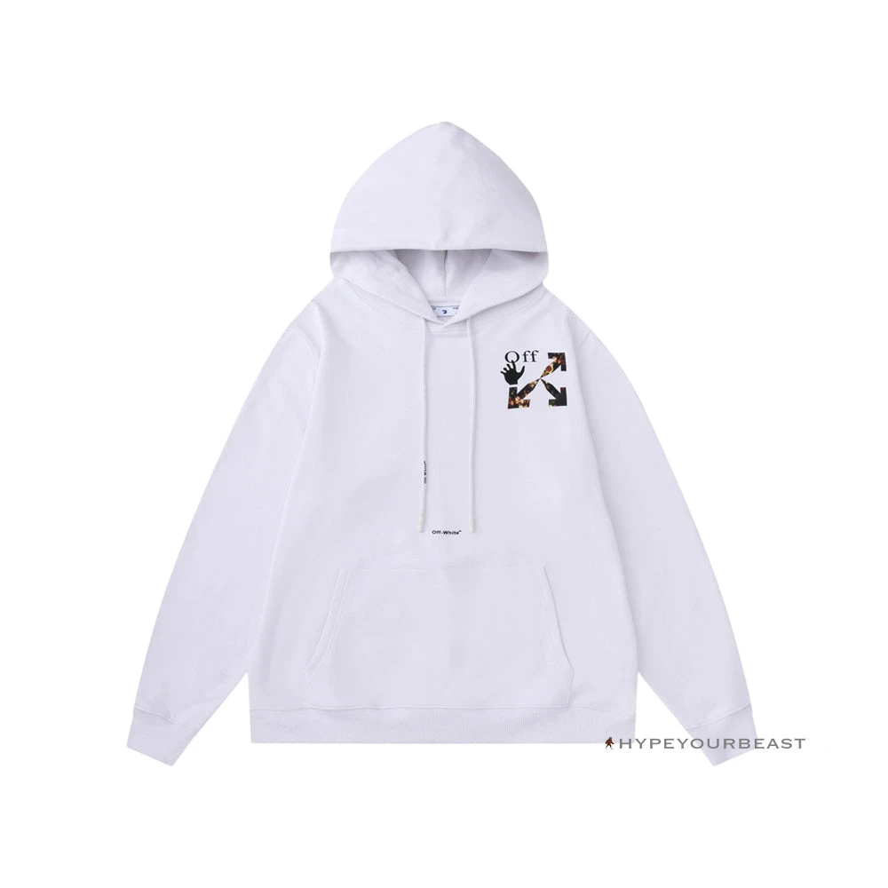 Off White Hoodie Jabba Flower - White 1 Off White Hoodie Jabba Flower - White