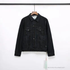 OFF-WHITE Autumn And Winter New ️Back Blue Arrow Wash Denim Jacket