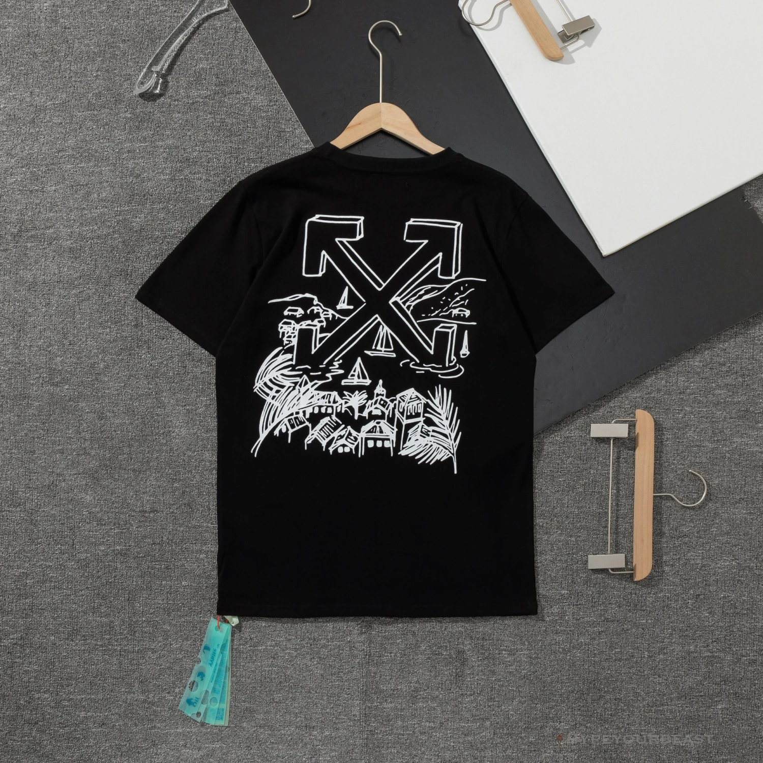 OFF-WHITE Tropical Landscape Tee Shirt 'BLACK' 2 OFF-WHITE Tropical Landscape Tee Shirt 'BLACK' - Image 2