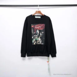 OFF-WHITE New Madonna Painting Cotton Terry Long Sleeve Shirt 'BLACK'
