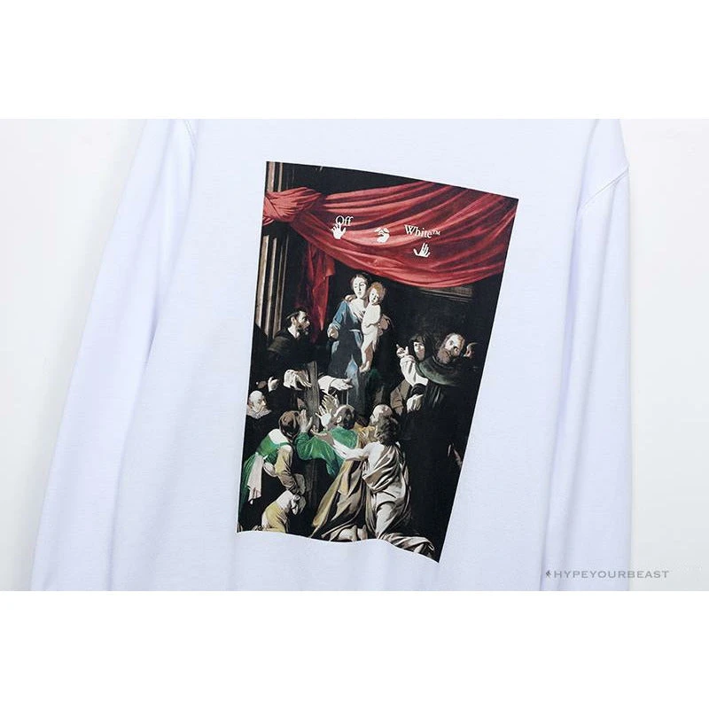 OFF-WHITE New Madonna Painting Cotton Terry Long Sleeve Shirt 'WHITE' 9 OFF-WHITE New Madonna Painting Cotton Terry Long Sleeve Shirt 'WHITE' - Image 9