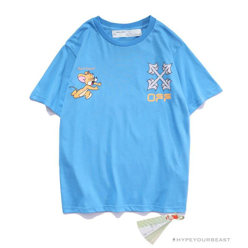 OFF-WHITE Jerry Move Faster Tee Shirt 'BLUE' 1 OFF-WHITE Jerry Move Faster Tee Shirt 'BLUE'