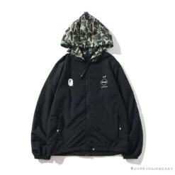 BAPE X FCRB Joint Double Zip Camouflage Hoodie 'BLACK'