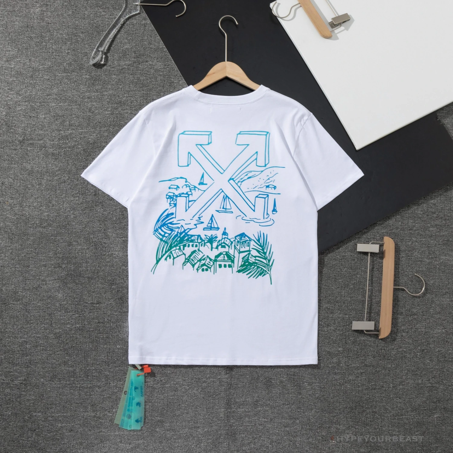 OFF-WHITE Tropical Landscape Tee Shirt 'WHITE' 2 OFF-WHITE Tropical Landscape Tee Shirt 'WHITE' - Image 2