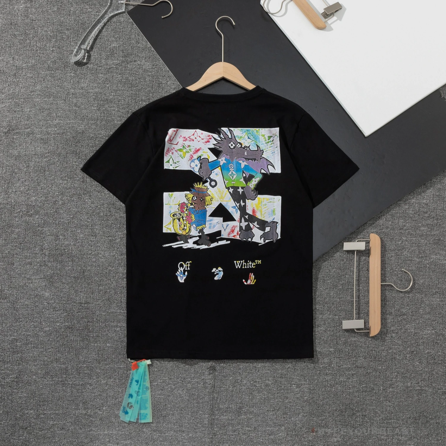 OFF-WHITE LV Pattern Cartoon Series Tee Shirt 'BLACK' 2 OFF-WHITE LV Pattern Cartoon Series Tee Shirt 'BLACK' - Image 2
