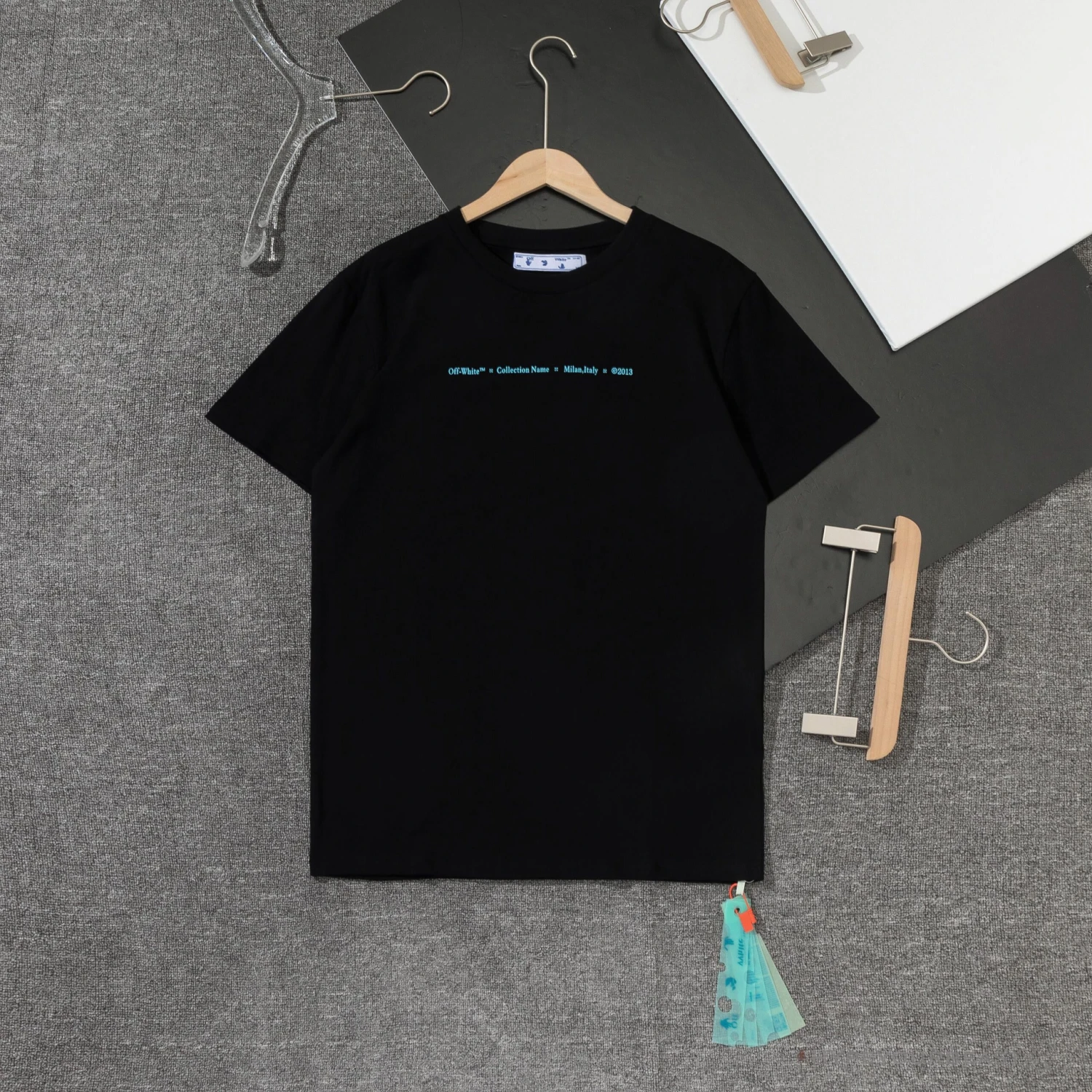 OFF-WHITE Light Blue Marker Draw Pattern Tee Shirt 'BLACK' 1 OFF-WHITE Light Blue Marker Draw Pattern Tee Shirt 'BLACK'