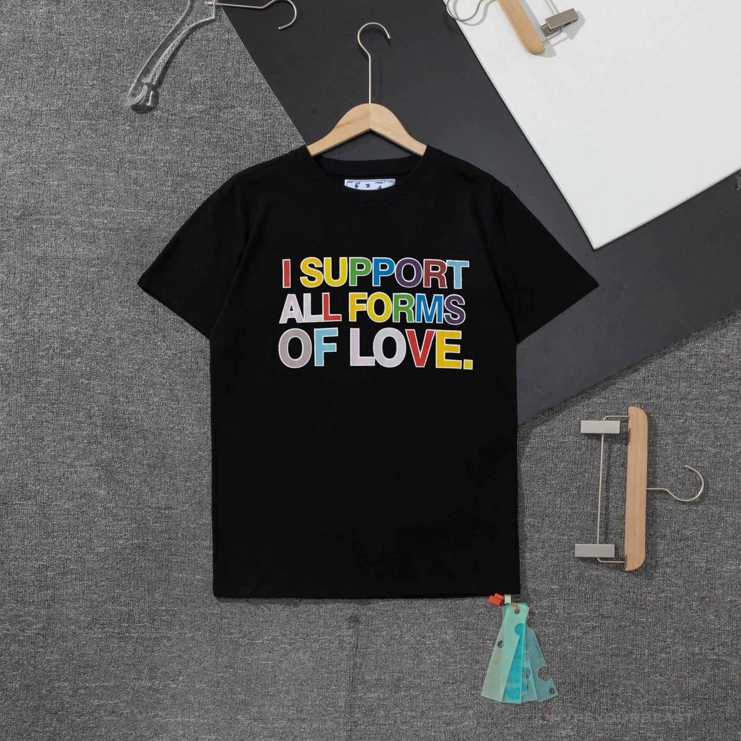 OFF-WHITE Support Love 'BLACK' Tee Shirt 1 OFF-WHITE Support Love 'BLACK' Tee Shirt