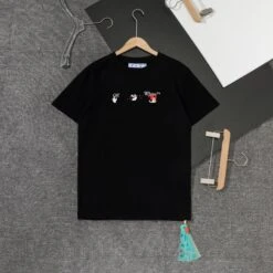 OFF-WHITE Acrylic Hand-Painted Graffiti Pattern Tee Shirt 'BLACK'