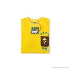 BAPE KIDS Small Net Pocket Ape Man Head Tee Shirt 'YELLOW' -Fusion Wear Shop 30334f31