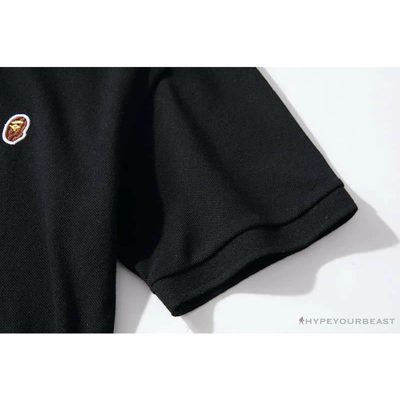 BAPE Solid Color Versatile Embroidered Ape Head Small Badge Polo Shirt 'BLACK' 7 BAPE Solid Color Versatile Embroidered Ape Head Small Badge Polo Shirt 'BLACK' - Image 7