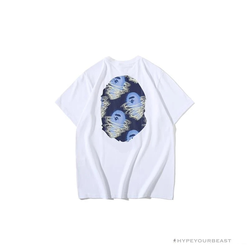 BAPE Blue Ape Head Green Storm Tee Shirt 'WHITE' 2 BAPE Blue Ape Head Green Storm Tee Shirt 'WHITE' - Image 2
