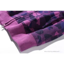 BAPE Shark Head Classic Embroidered Camouflage Zip-Up Hoodie 'PURPLE' -Fusion Wear Shop 3503f92b