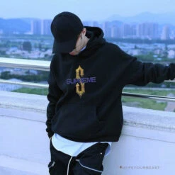 Supreme Hoodie Black Gold S Purple