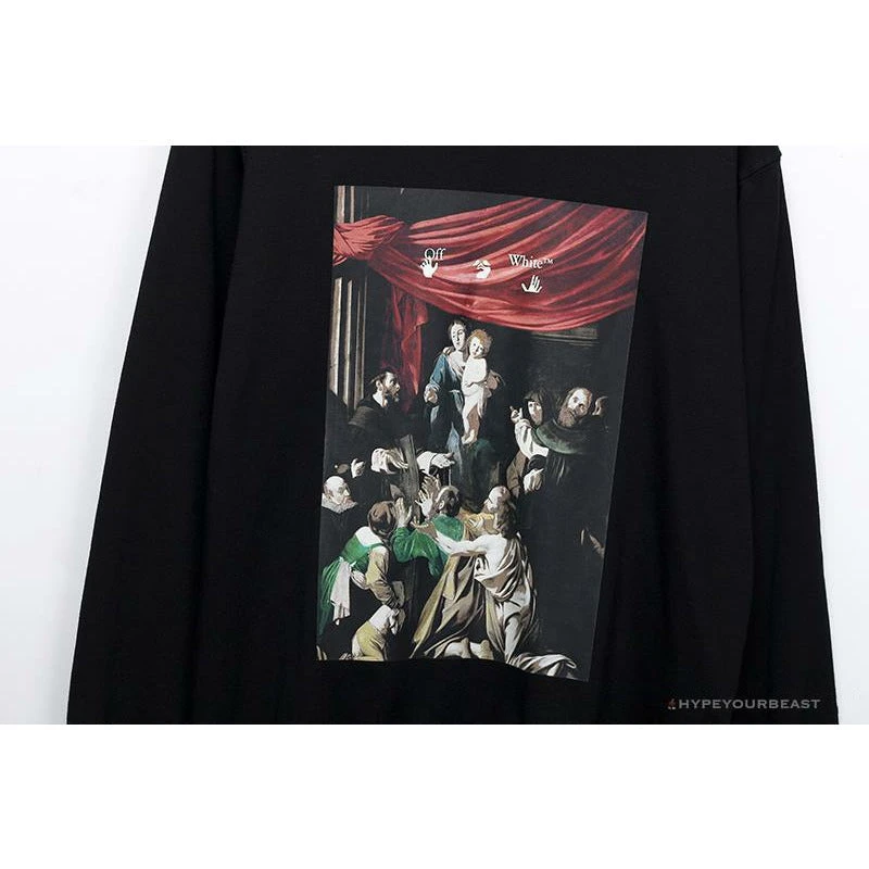OFF-WHITE New Madonna Painting Cotton Terry Long Sleeve Shirt 'BLACK' 2 OFF-WHITE New Madonna Painting Cotton Terry Long Sleeve Shirt 'BLACK' - Image 2