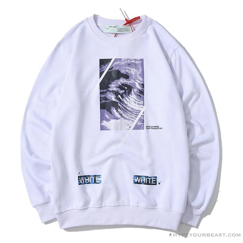 OFF-WHITE Classic Wave Oil Painting Cotton Terry Long Sleeve Shirt 'WHITE' 1 OFF-WHITE Classic Wave Oil Painting Cotton Terry Long Sleeve Shirt 'WHITE'