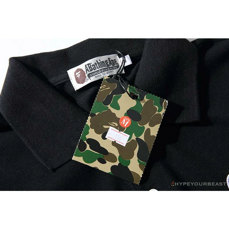 BAPE Solid Color Versatile Embroidered Ape Head Small Badge Polo Shirt 'BLACK' 4 BAPE Solid Color Versatile Embroidered Ape Head Small Badge Polo Shirt 'BLACK' - Image 4