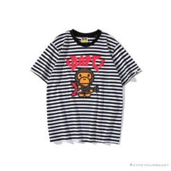 BAPE Baby Milo Rock Bass Player Striped Tee Shirt 'BLACK'