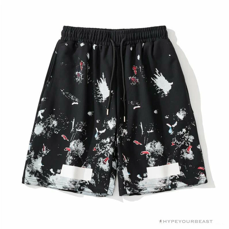 OFF-WHITE Hot Starry Sky Fireworks Shorts 'BLACK' 1 OFF-WHITE Hot Starry Sky Fireworks Shorts 'BLACK'