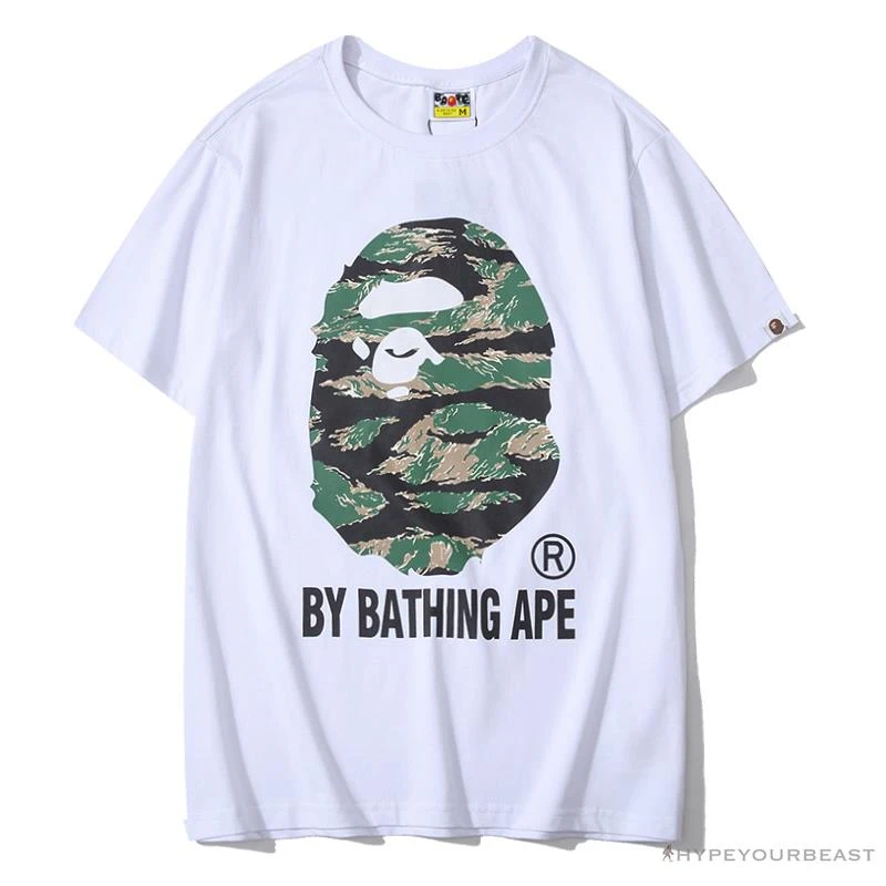 BAPE Tiger Pattern Camouflage Ape Initials Tee Shirt 'WHITE' 1 BAPE Tiger Pattern Camouflage Ape Initials Tee Shirt 'WHITE'