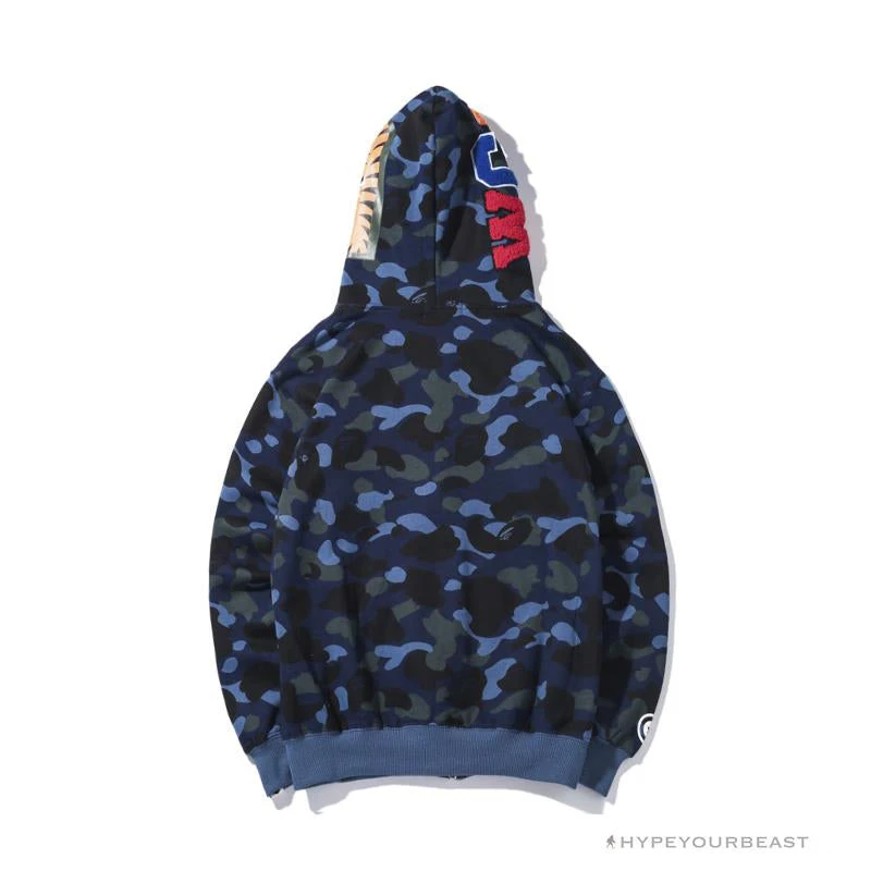 BAPE Shark Head Classic Embroidered Camouflage Zip-Up Hoodie 'BLUE' 2 BAPE Shark Head Classic Embroidered Camouflage Zip-Up Hoodie 'BLUE' - Image 2