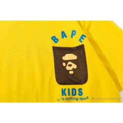 BAPE KIDS Small Net Pocket Ape Man Head Tee Shirt 'YELLOW' -Fusion Wear Shop 51435111