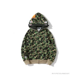 BAPE Camo Hoodie Shark Head 'GREEN'