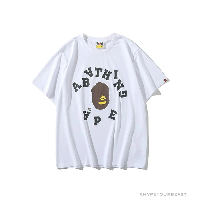 BAPE Messy Letters Upside Down Little Ape Head Tee Shirt 'WHITE' 1 BAPE Messy Letters Upside Down Little Ape Head Tee Shirt 'WHITE'