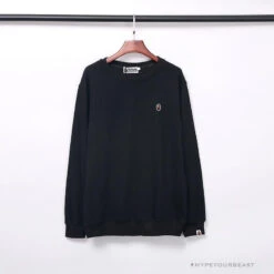 BAPE Classic Ape Head Embroidered Long Sleeve Shirt 'BLACK'