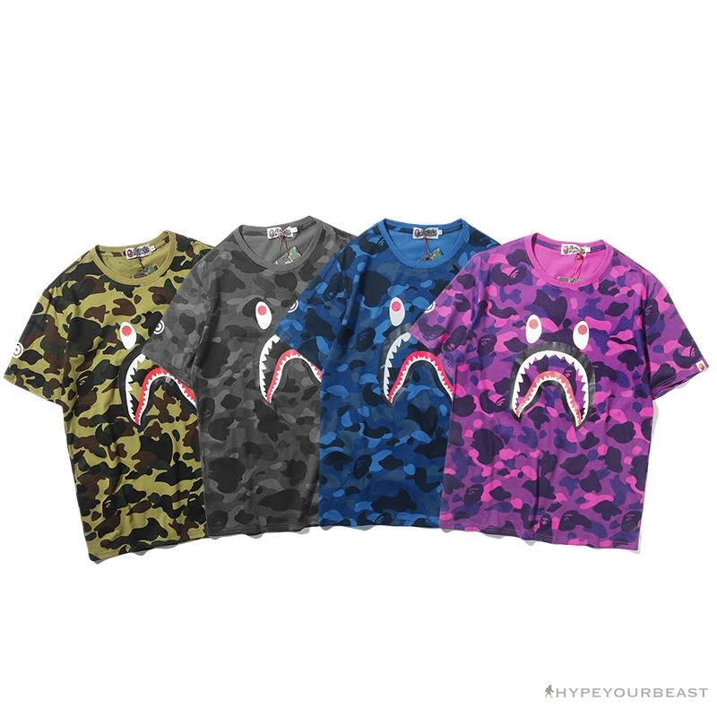 BAPE Camouflage Shark Head Classic Cotton Short Sleeve Tee Shirt 'PURPLE' 3 BAPE Camouflage Shark Head Classic Cotton Short Sleeve Tee Shirt 'PURPLE' - Image 3