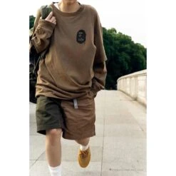 Bape Long Sleeve Tee Shirt Brown 20 Bape Long Sleeve Tee Shirt Brown -Fusion Wear Shop 65a7489a