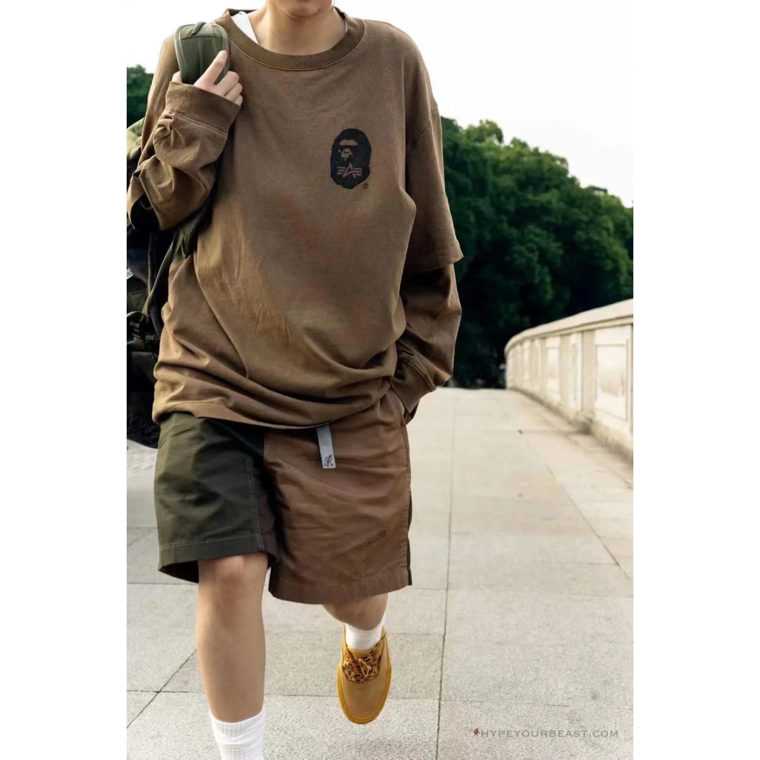 Bape Long Sleeve Tee Shirt Brown 5 Bape Long Sleeve Tee Shirt Brown - Image 5