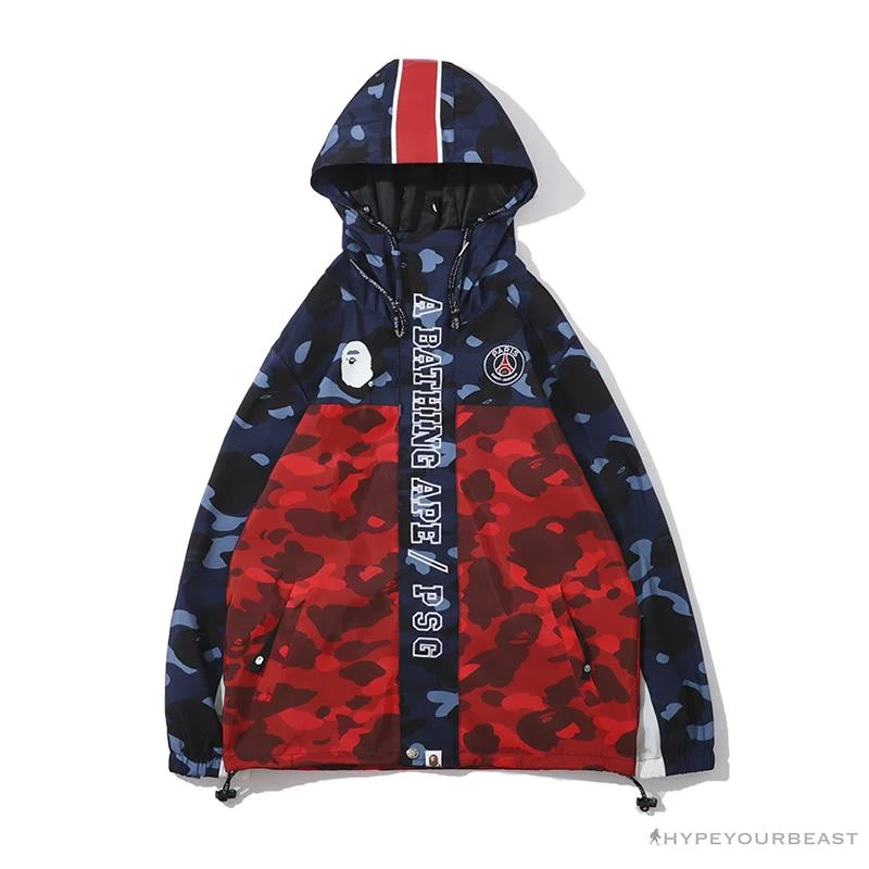 BAPE X PSG Paris Saint-Germain Camouflage Blue-Red Hoodie 1 BAPE X PSG Paris Saint-Germain Camouflage Blue-Red Hoodie