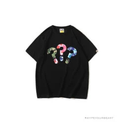 BAPE Camouflage Three-Color Question Mark Tee Shirt 'BLACK'