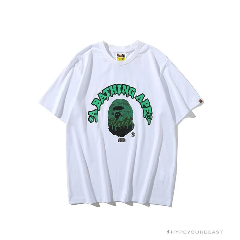 BAPE Paint Splash Green Camouflage Tee Shirt 'WHITE' 1 BAPE Paint Splash Green Camouflage Tee Shirt 'WHITE'