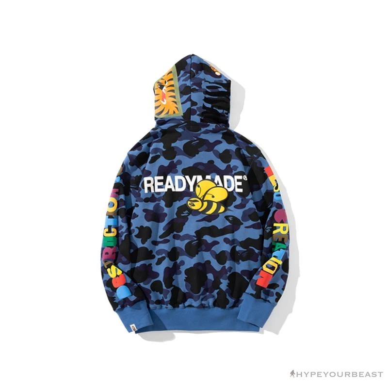 BAPE X Readymade Tiger Head Foam Camouflage Hoodie 'BLUE' 2 BAPE X Readymade Tiger Head Foam Camouflage Hoodie 'BLUE' - Image 2