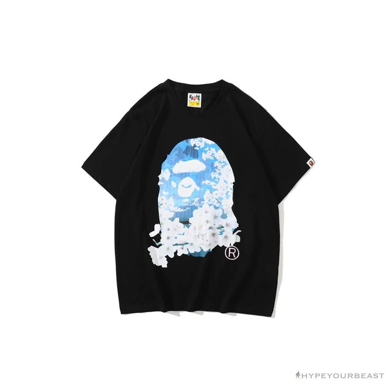 BAPE Japan Limited Edition Mt. Fuji Sakura Tee Shirt 'BLACK' 1 BAPE Japan Limited Edition Mt. Fuji Sakura Tee Shirt 'BLACK'