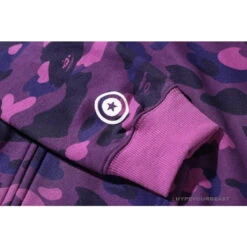 BAPE Shark Head Classic Embroidered Camouflage Zip-Up Hoodie 'PURPLE' -Fusion Wear Shop 6a50c802