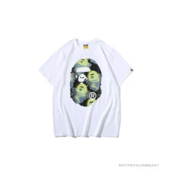 BAPE Green Ape Head Blue Storm Tee Shirt 'WHITE'