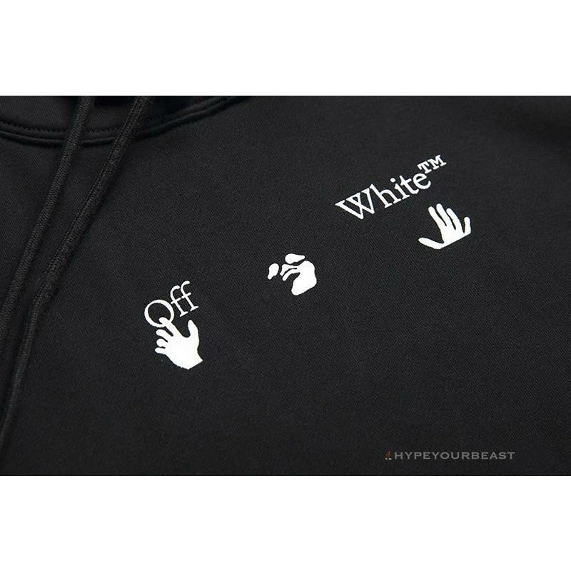 Off White Hoodie Black GREY 3 Off White Hoodie Black GREY - Image 3
