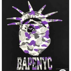BAPE NYC New York Limited Purple Camouflage Ape Head Tee Shirt 'BLACK' -Fusion Wear Shop 7306d92d