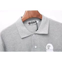 BAPE Classic Ape Head Print Versatile Polo Shirt 'GREY' -Fusion Wear Shop 73349f24