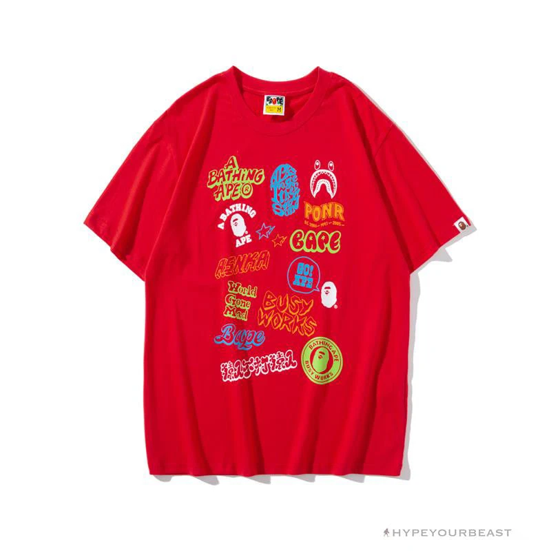BAPE Street Graffiti Tee Shirt 'RED' 1 BAPE Street Graffiti Tee Shirt 'RED'