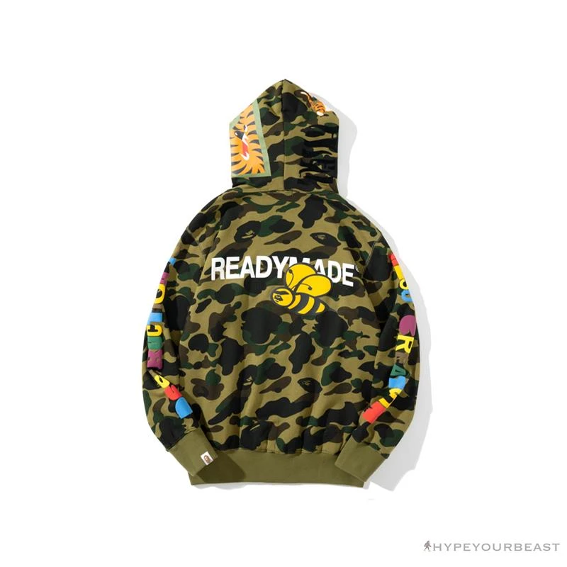 BAPE X Readymade Tiger Head Foam Camouflage Hoodie 'GREEN' 2 BAPE X Readymade Tiger Head Foam Camouflage Hoodie 'GREEN' - Image 2